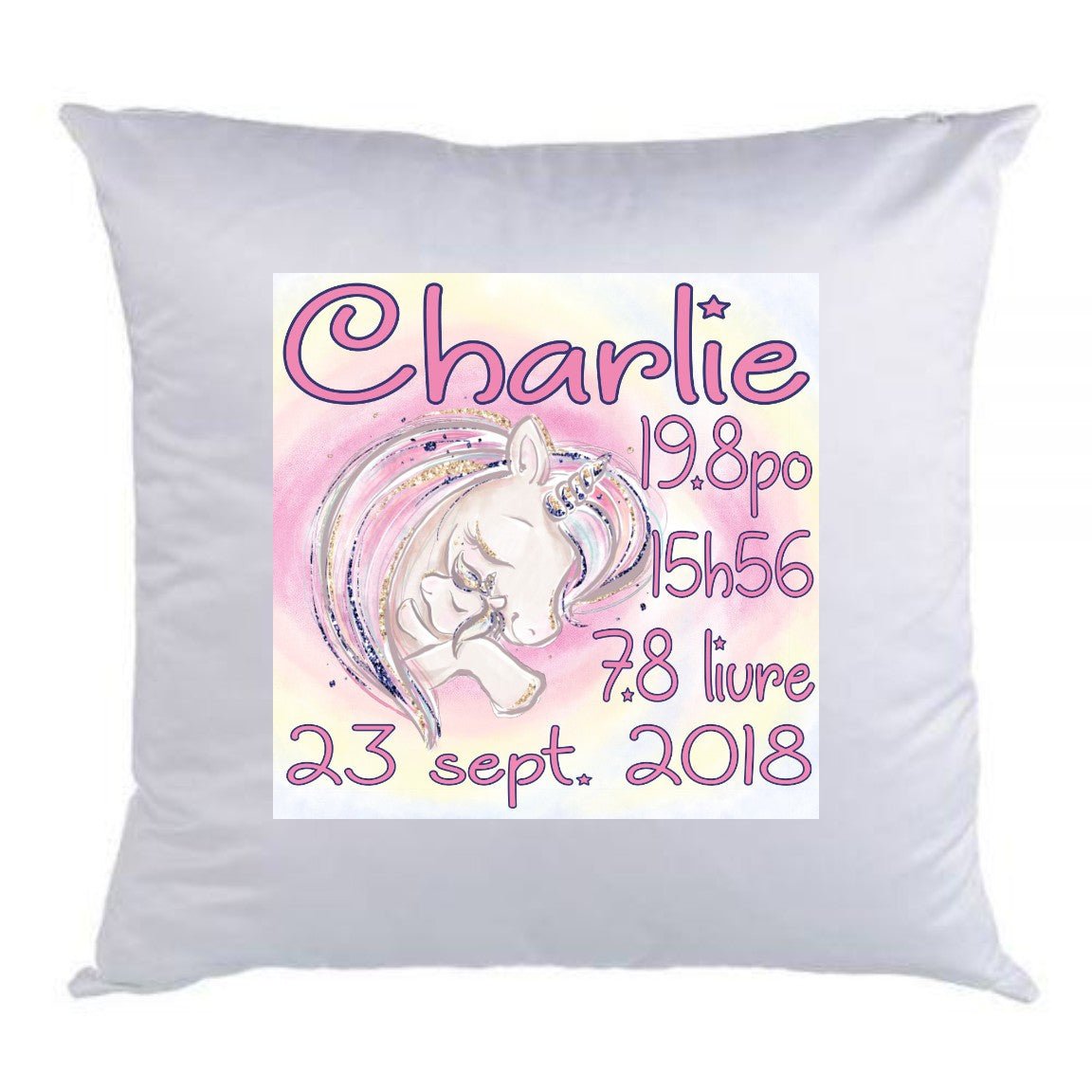 Coussin de naissance maman et bébé licorne - manoushkacreation
