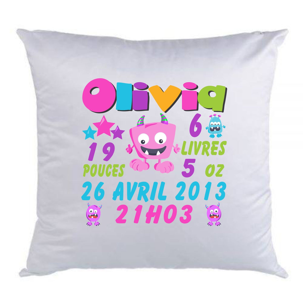 Coussin de naissance monstre fille - manoushkacreation