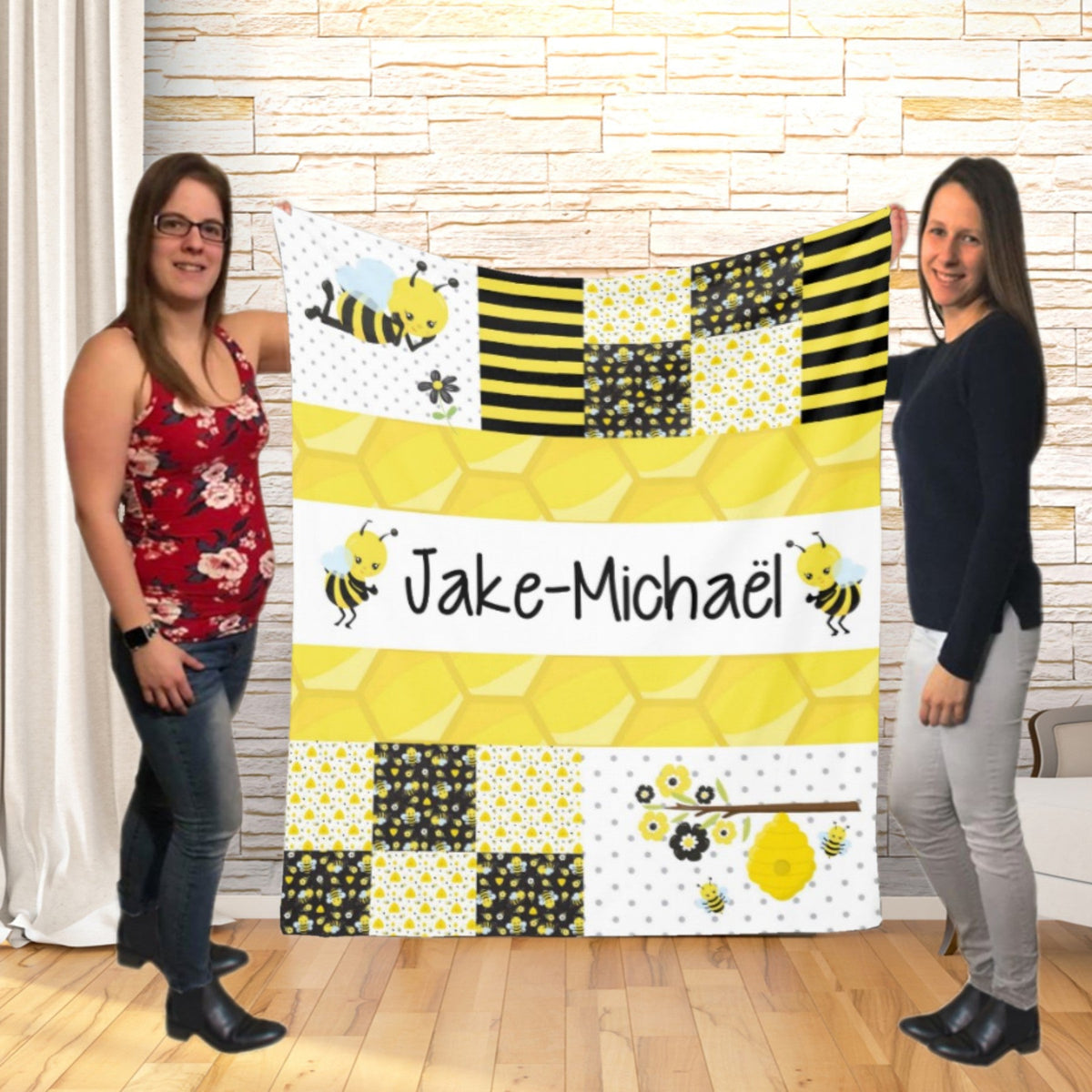 Couverture imprimée - Abeille Patchwork - manoushkacreation