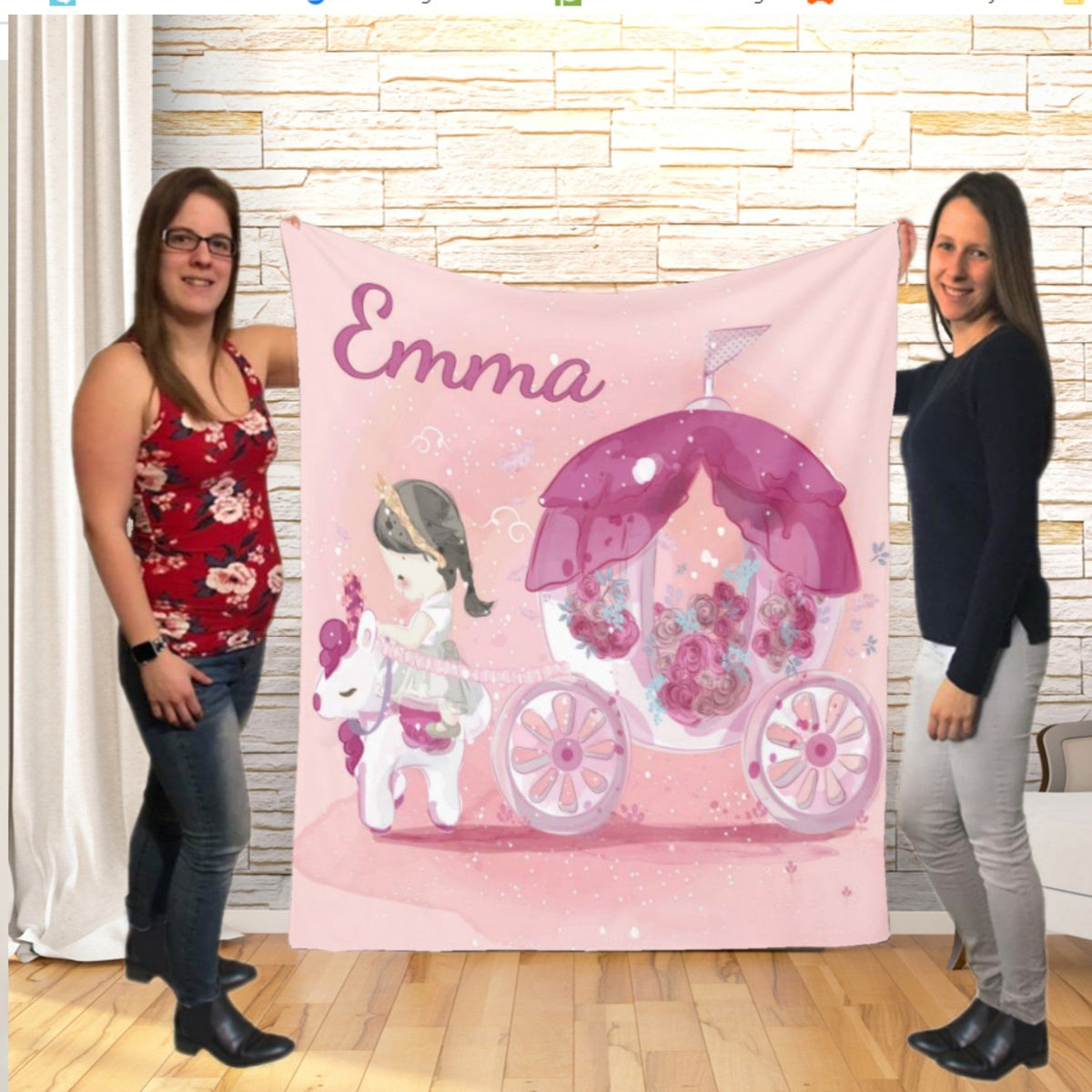 Couverture imprimée - Princesse et carrosse Aquarelle - manoushkacreation