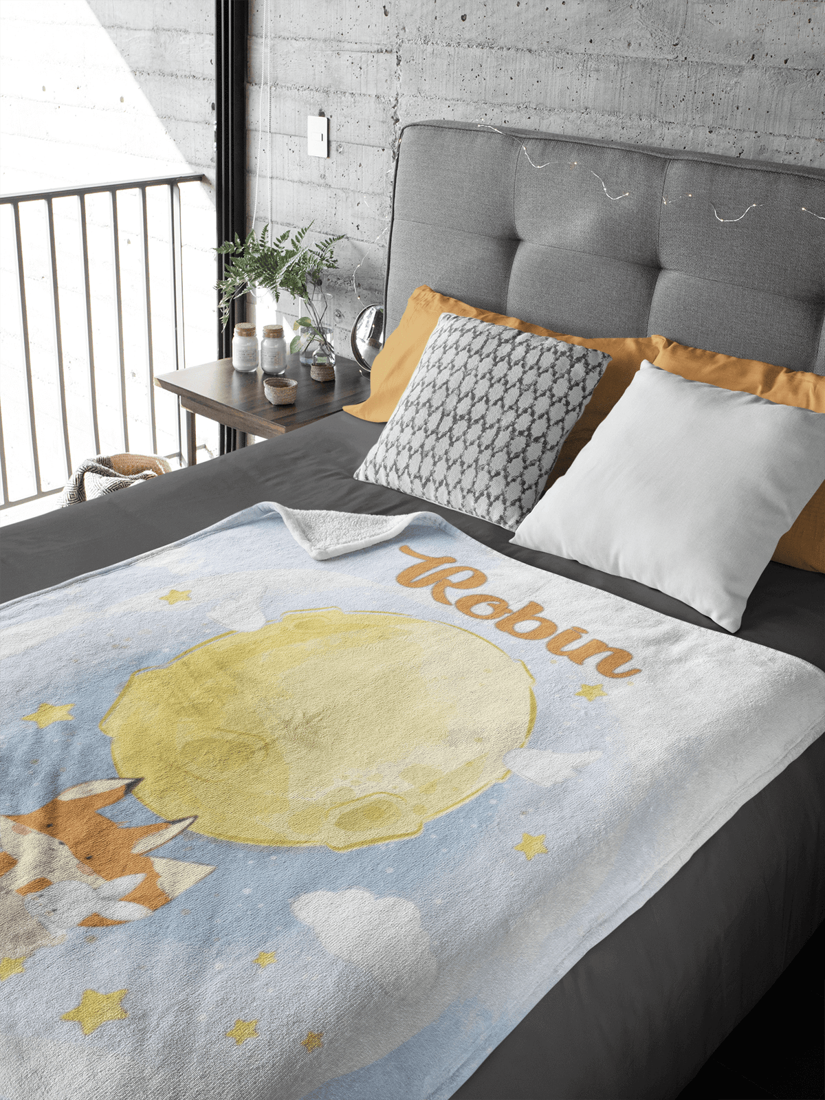 Couverture imprimée - Renard lune Aquarelle - manoushkacreation