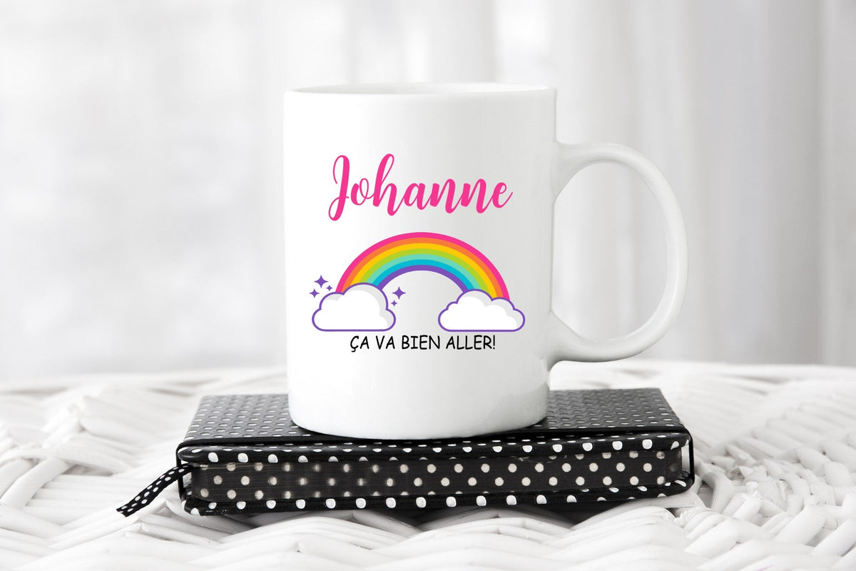 Tasse : arc en ciel prénom - manoushkacreation