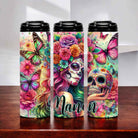 Bouteille Isotherme Personnalisée 591 ml avec Double Ouverture - Femme papillon et tête de mort - manoushkacreation