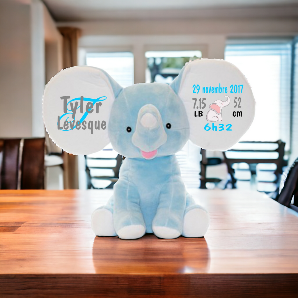 Éléphant grande oreille bleu pale Manoushka Création