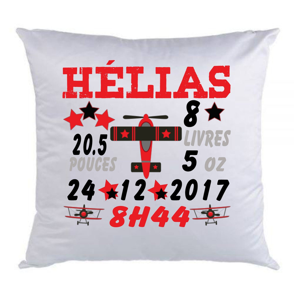 Coussin de naissance avion rouge - manoushkacreation