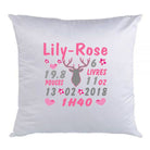 Coussin de naissance chevreuil rose - manoushkacreation