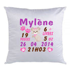 Coussin de naissance chien rose - manoushkacreation