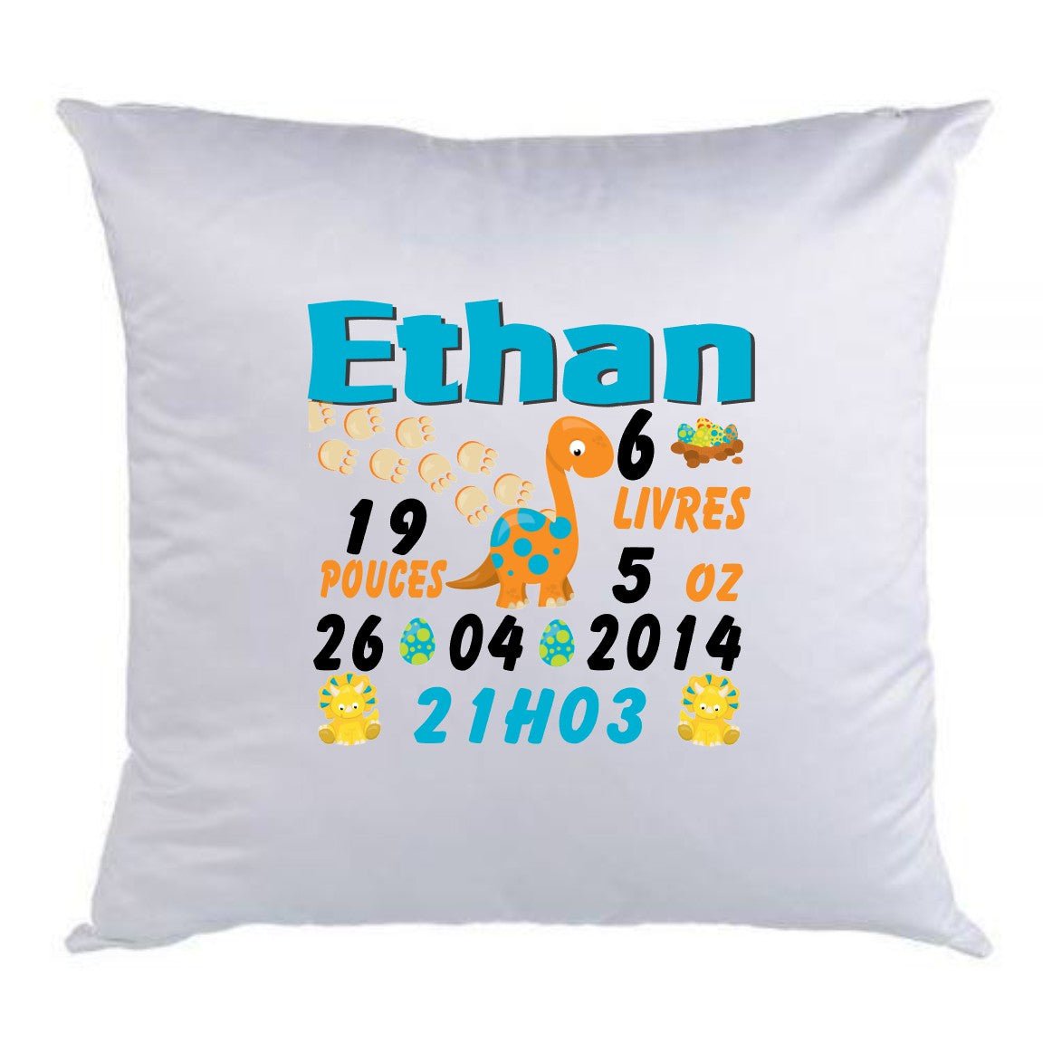 Coussin de naissance dino - manoushkacreation
