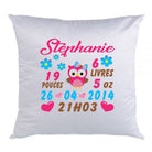 Coussin de naissance hibou rose - manoushkacreation