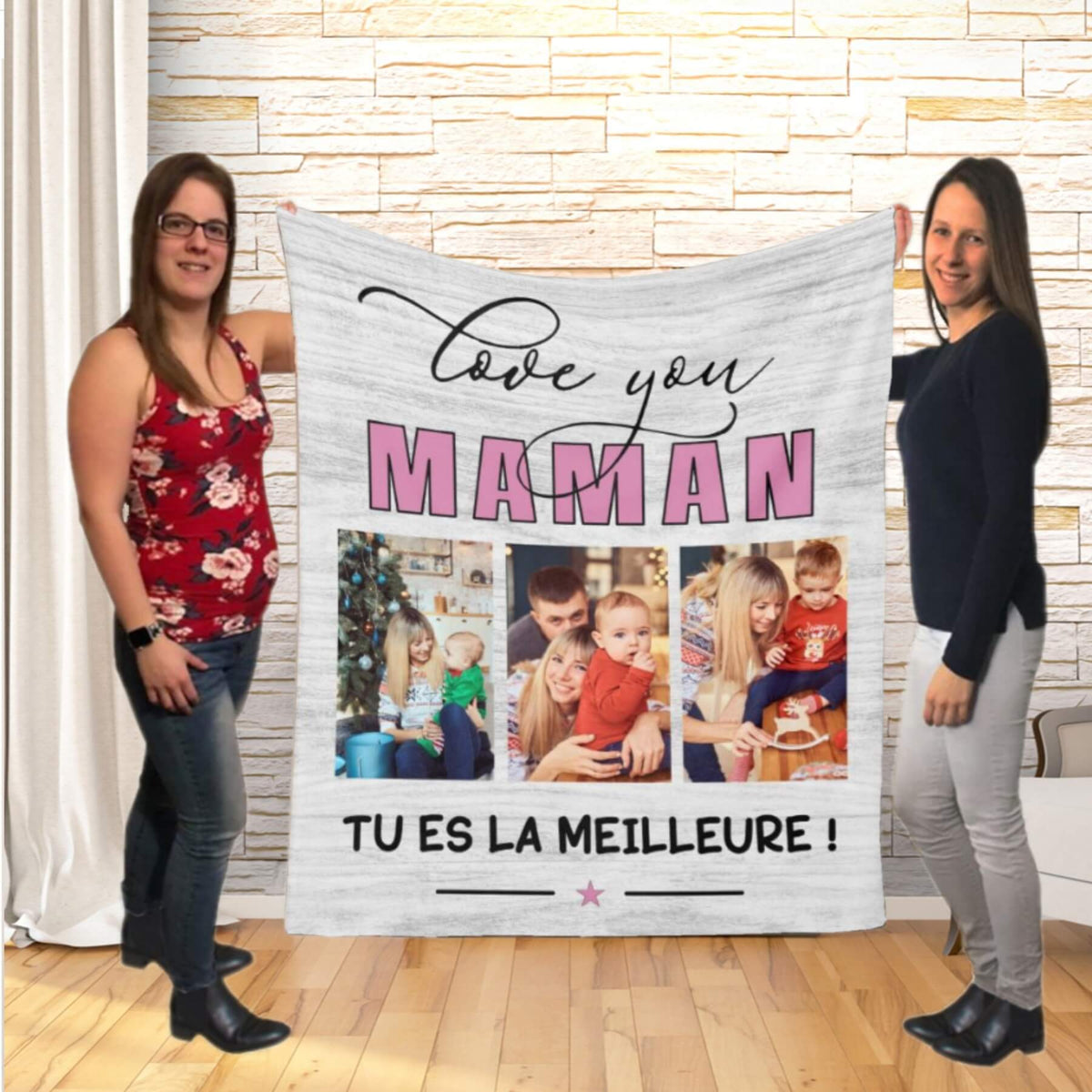 Couverture imprimée - 3 Photos - Love you (maman ou autre ) - manoushkacreation