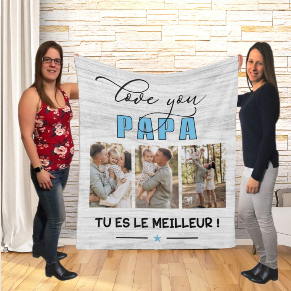 Couverture imprimée - 3 Photos - Love you (papa ou autre ) - manoushkacreation