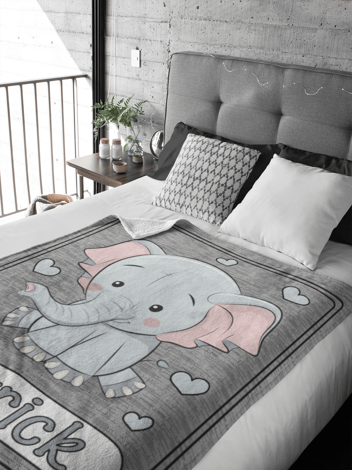 Couverture imprimée - Éléphant gris - manoushkacreation