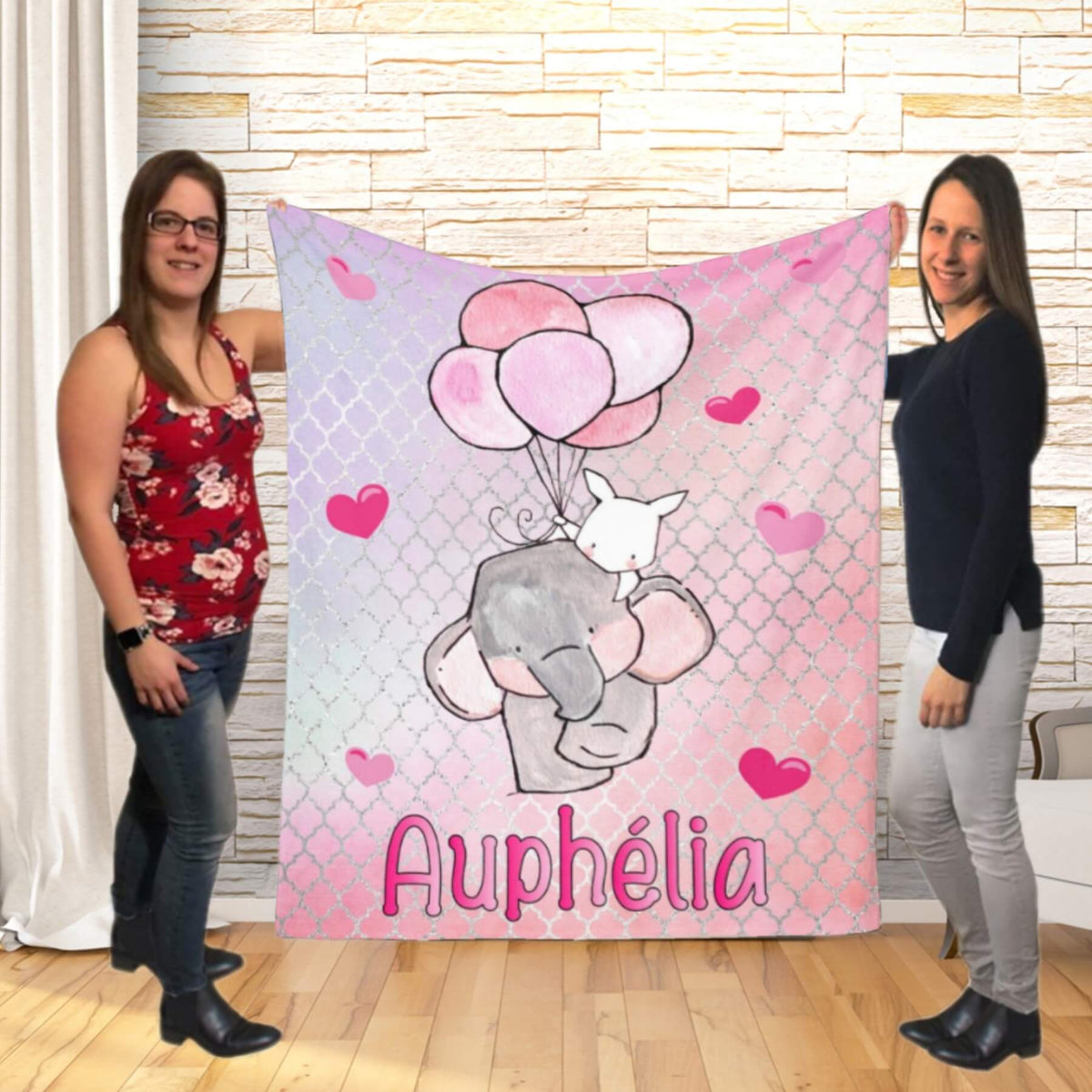 Couverture imprimée - Éléphant rose - manoushkacreation