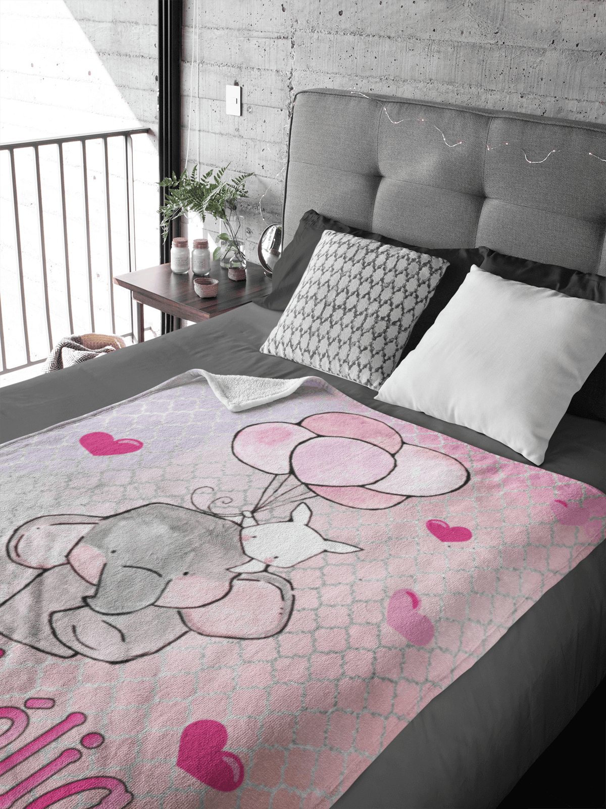 Couverture imprimée - Éléphant rose - manoushkacreation