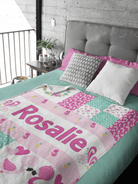 Couverture imprimée - Flamant rose Patchwork - manoushkacreation