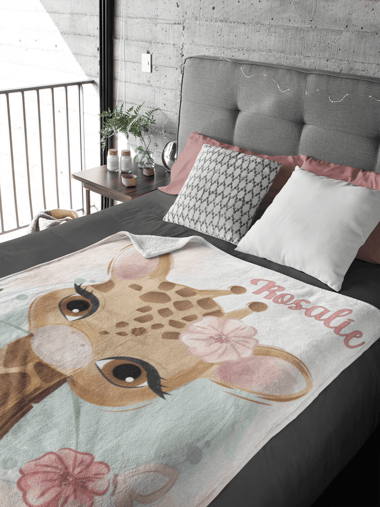 Couverture imprimée - Girafe fleur Aquarelle - manoushkacreation