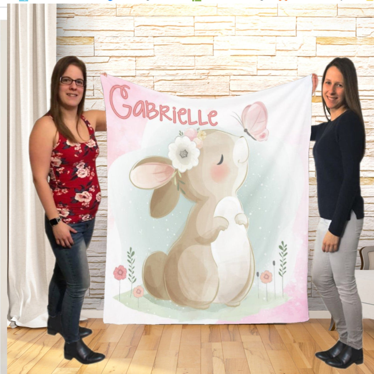 Couverture imprimée - Lapin fleur Aquarelle - manoushkacreation