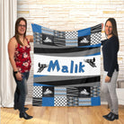 Couverture imprimée - Motoneige bleu Patchwork - manoushkacreation