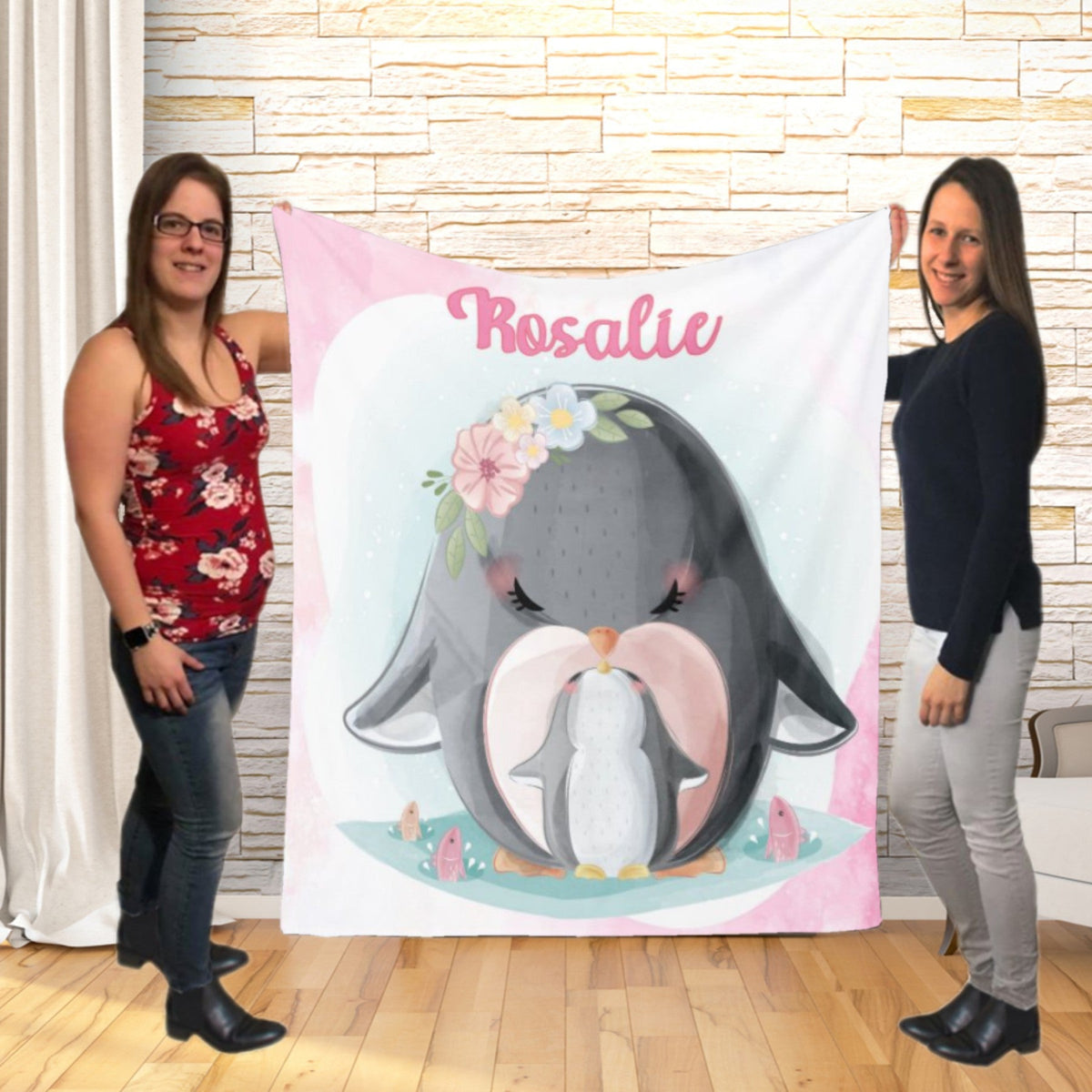 Couverture imprimée - Pingouin maman Aquarelle - manoushkacreation