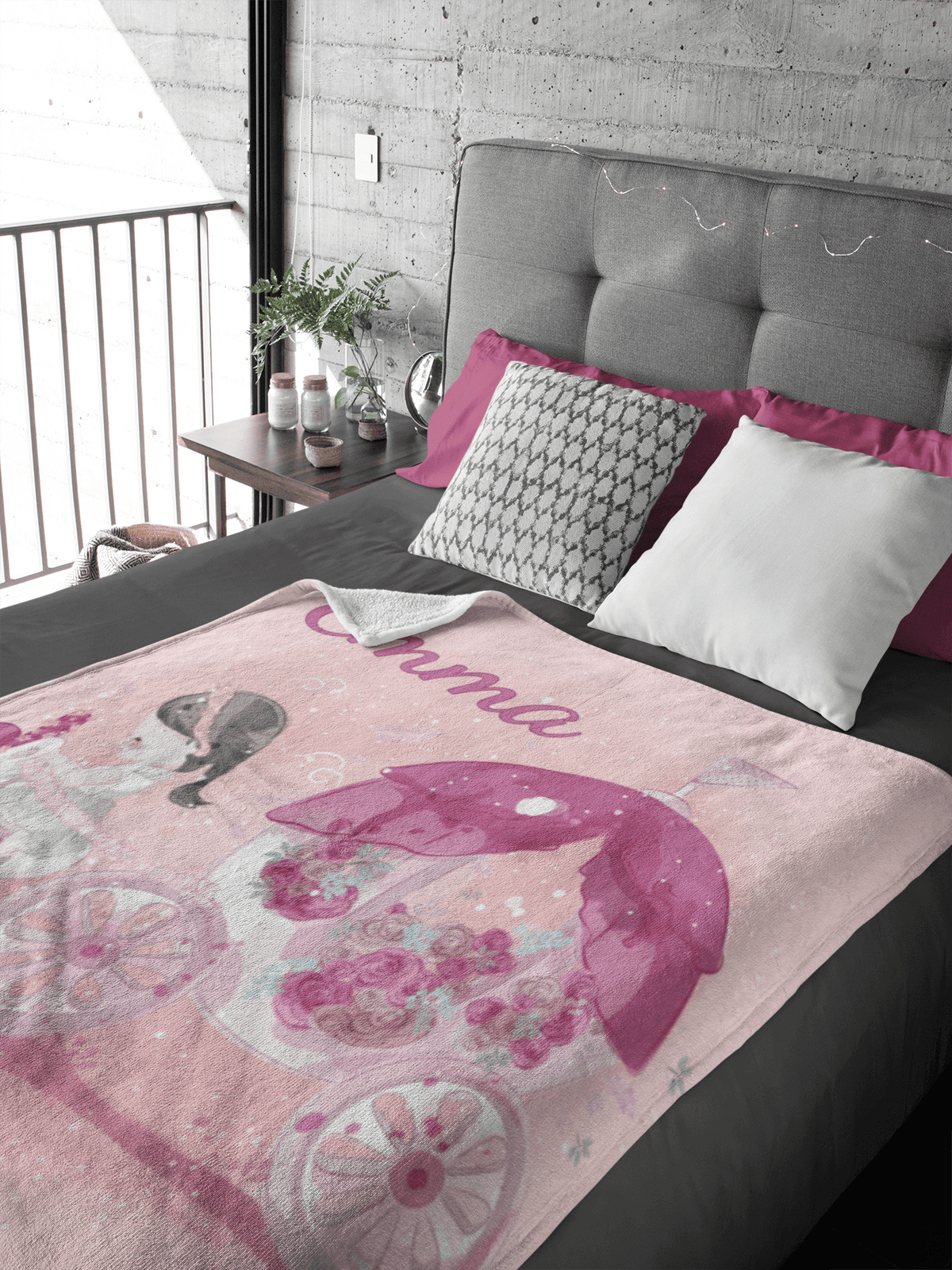 Couverture imprimée - Princesse et carrosse Aquarelle - manoushkacreation