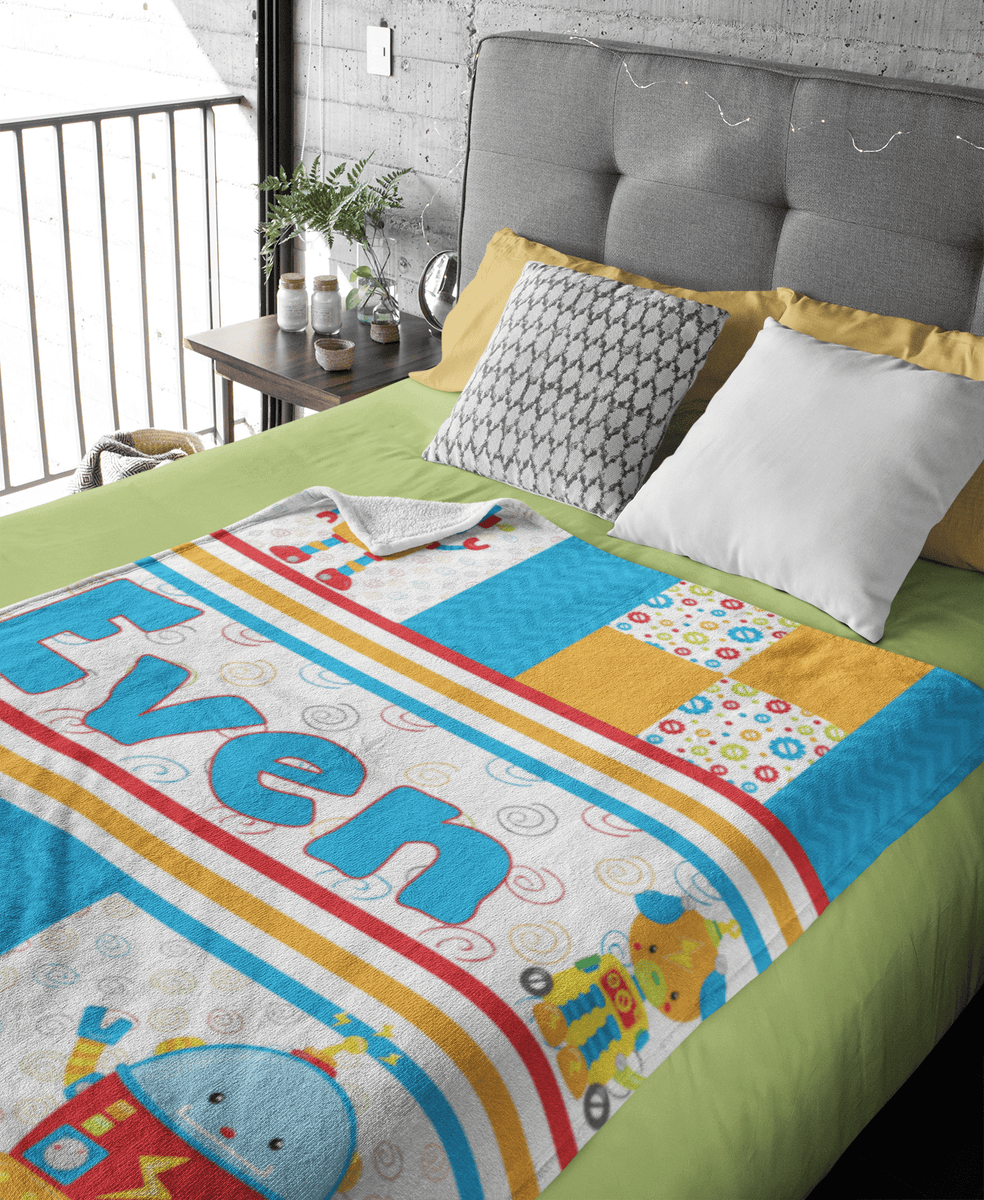 Printed blanket - Robot Patchwork – manoushkacreation