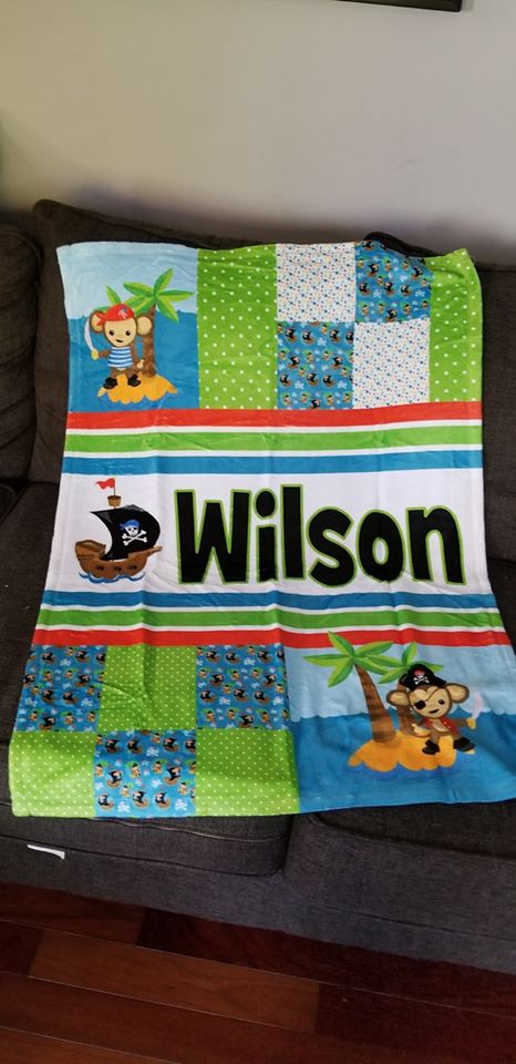 Couverture imprimée - Singe pirate Patchwork - manoushkacreation