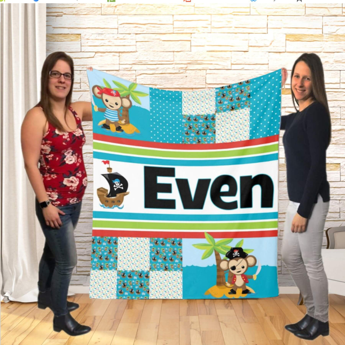Couverture imprimée - Singe pirate Patchwork - manoushkacreation