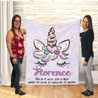 Couverture imprimée - Tête de licorne avec infos de naissance - manoushkacreation