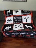 Couverture imprimée - Woodland avec information de naissance (rouge) - manoushkacreation