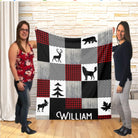 Couverture imprimée - Woodland Patchwork noir et rouge - manoushkacreation