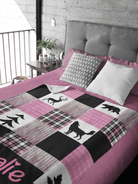 Couverture imprimée - Woodland Patchwork rose et noir - manoushkacreation