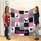 Couverture imprimée - Woodland Patchwork rose et noir - manoushkacreation