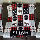 Couverture imprimée - Woodland Patchwork rouge-noir orignal brun - manoushkacreation