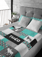 Couverture imprimée - Woodland Patchwork turquoise - manoushkacreation
