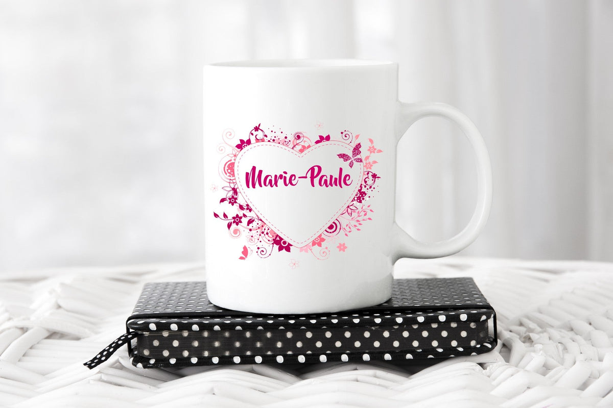 Tasse : Coeur et prénom - manoushkacreation